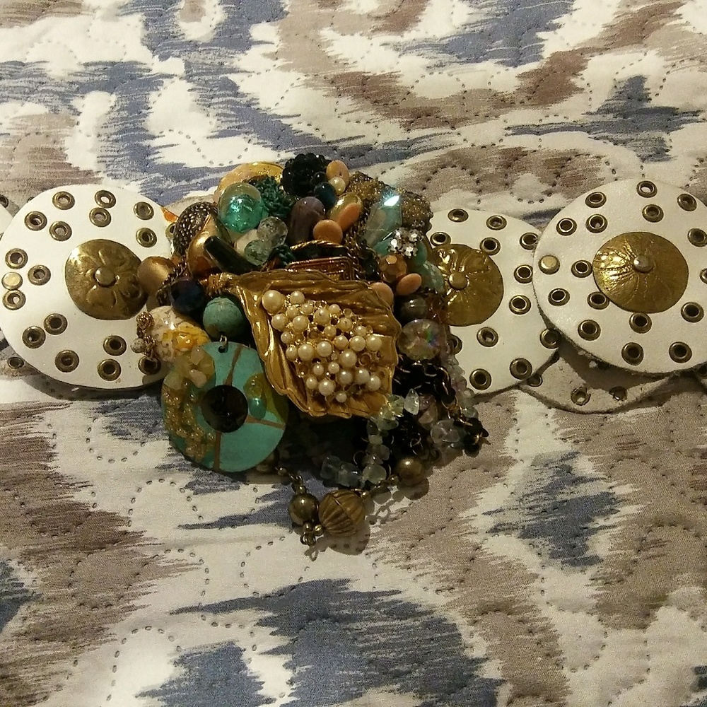 Jeweled leather belt